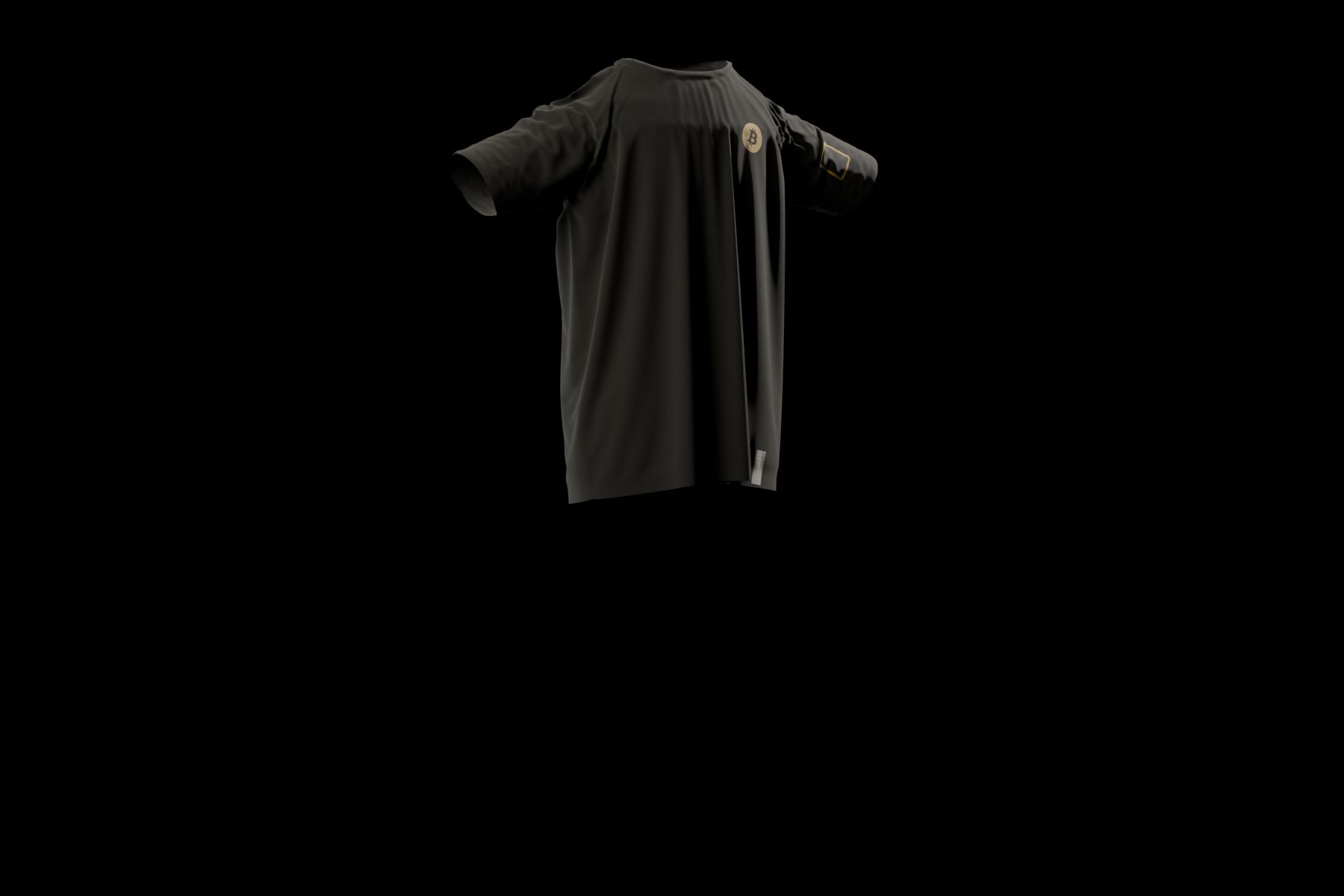 The HodlShirt floating with orbiting particles